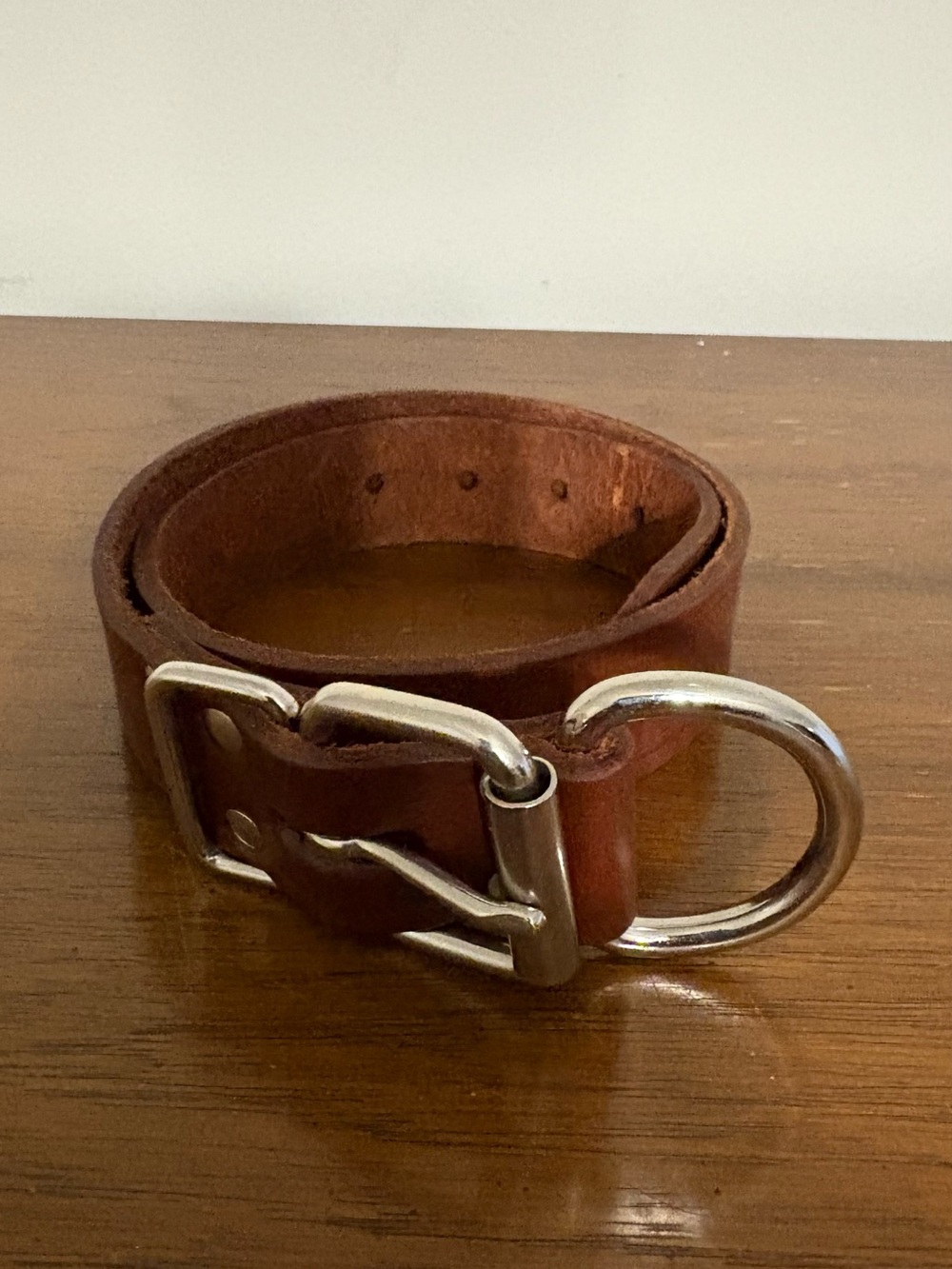 Men's Brown Leather Belt-Style D-Ring Strap